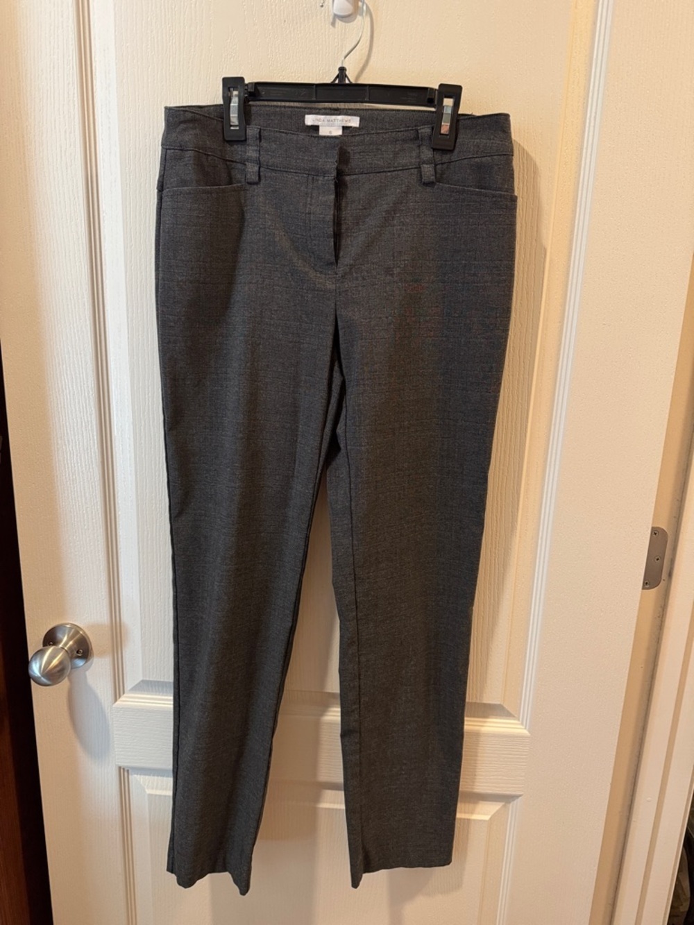 Women's Straight Leg Dress Pants in Charcoal Gray by Unknown Brand